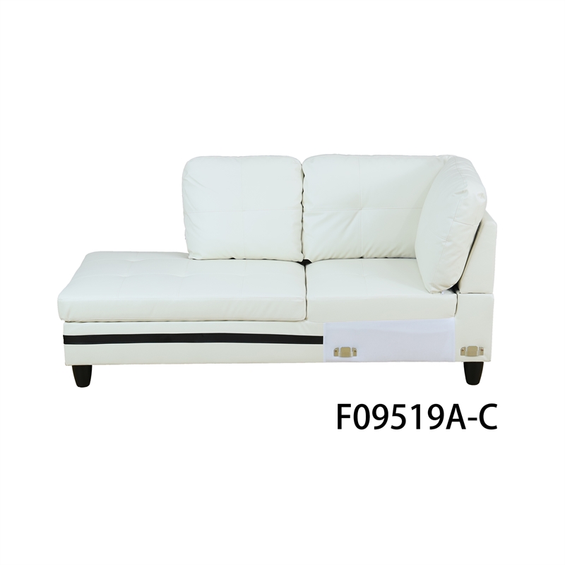 Star Home Living Corp Ben Faux Leather Left Sectional Sofa in White/Black