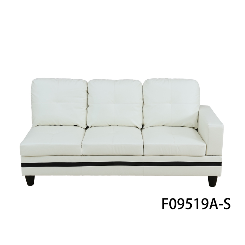 Star Home Living Corp Ben Faux Leather Left Sectional Sofa in White/Black