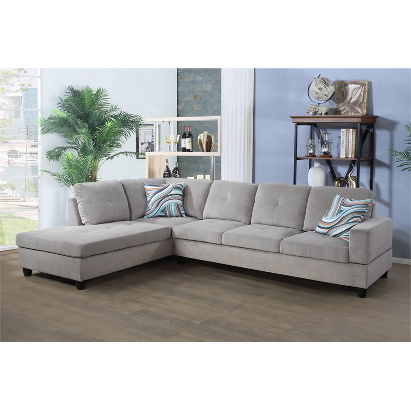 Star Home Living Corp Ben Fabric Left Sectional Sofa in Elephant Gray