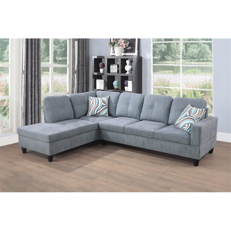 Star Home Living Corp Ben Lint Fabric Left Sectional Sofa in Flint Gray