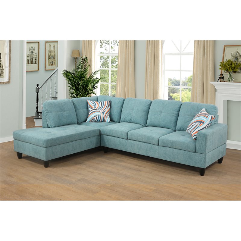 Star Home Living Corp Ben Lint Fabric Left Sectional Sofa in Seafoam Blue