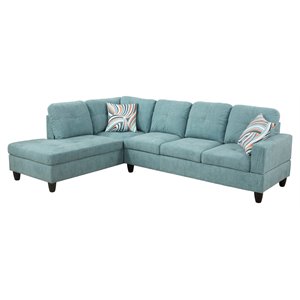 Star Home Living Corp Ben Lint Fabric Left Sectional Sofa in Seafoam Blue