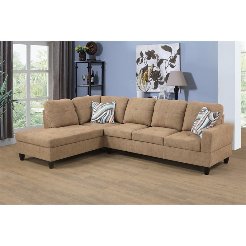 Star Home Living Corp Ben Lint Fabric Left Sectional Sofa in Latte