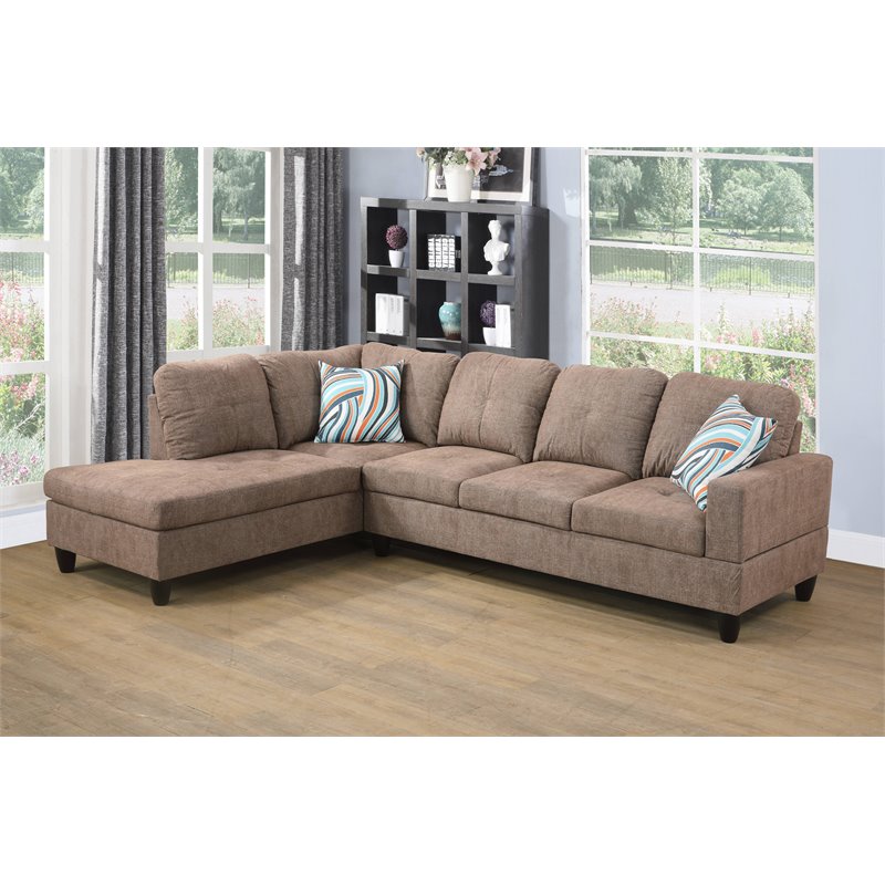 Star Home Living Corp Ben Lint Fabric Left Sectional Sofa in Cider Brown