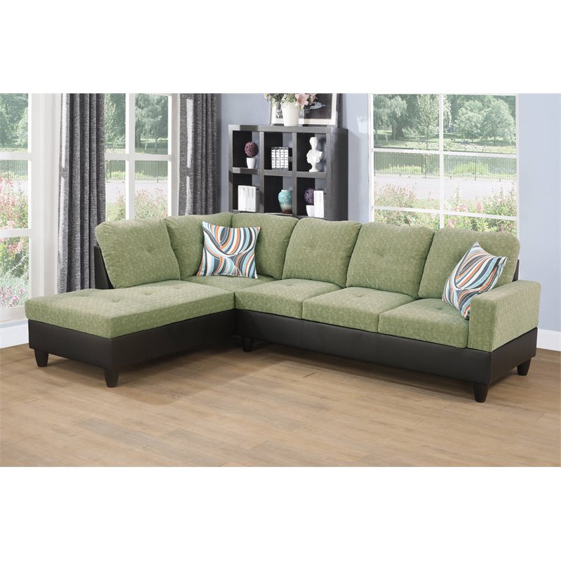 Star Home Living Corp Ben Lint Fabric Left Sectional Sofa in Pickle Green