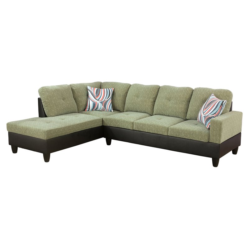 Star Home Living Corp Ben Lint Fabric Left Sectional Sofa in Pickle Green