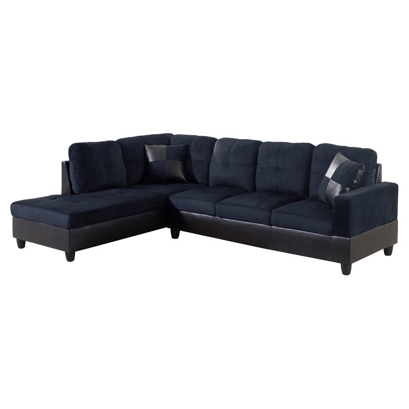 Star Home Living Corp Nina Fabric Left Facing Sectional in Mightnight Blue
