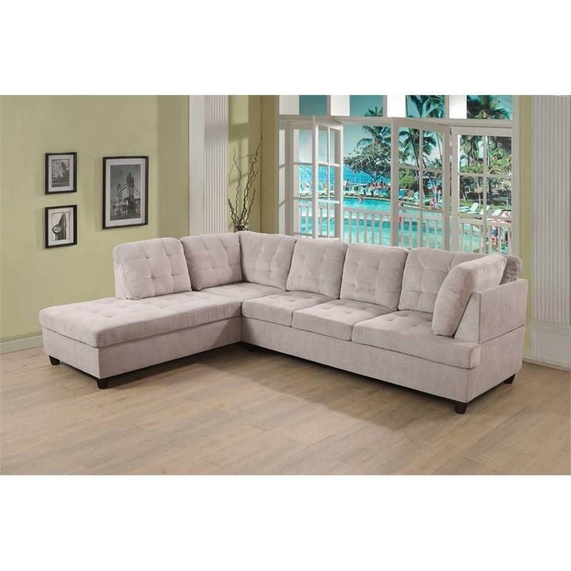 Star Home Living Corp Nina Corduroy Fabric Left Facing Sectional in Gray