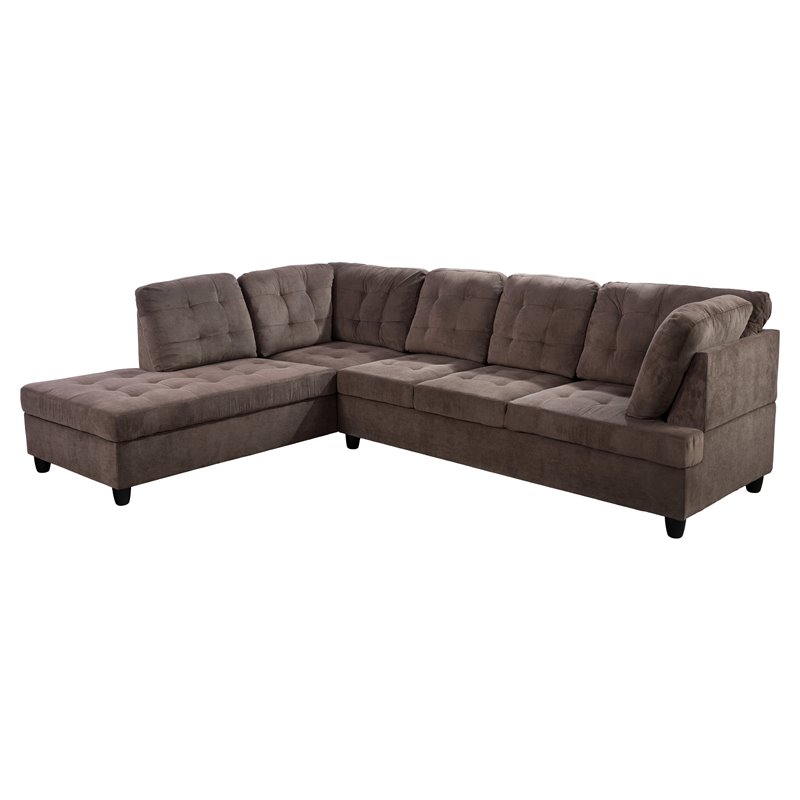 Star Home Living Corp Nina Corduroy Fabric Left Facing Sectional in Espresso