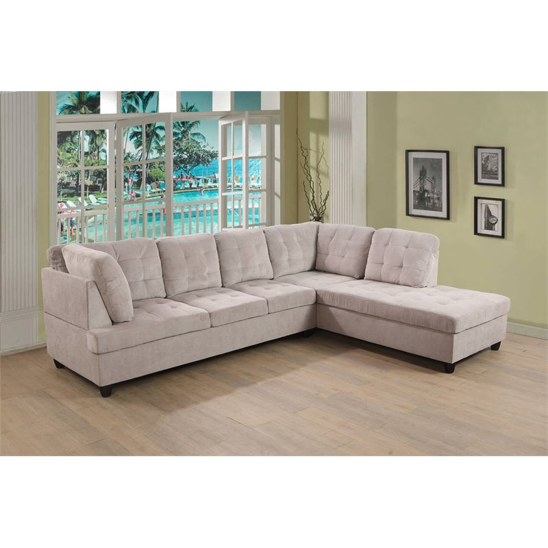 Star Home Living Corp Lisa Corduroy Fabric Right Facing Sectional in Gray
