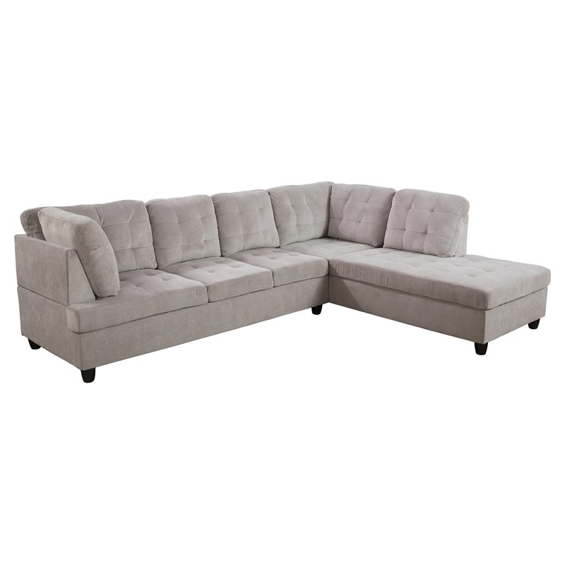 Star Home Living Corp Lisa Corduroy Fabric Right Facing Sectional in Gray