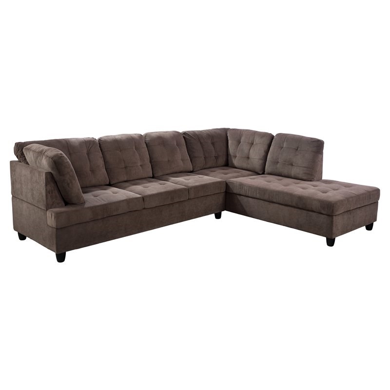 Star Home Living Corp Lisa Corduroy Fabric Right Facing Sectional in Espresso