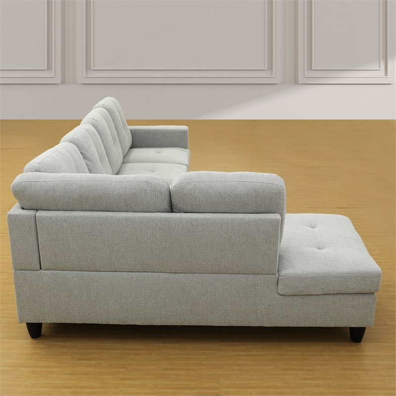 Star Home Living Corp Tracy Flannelette Fabric Left Facing Sectional in Gray