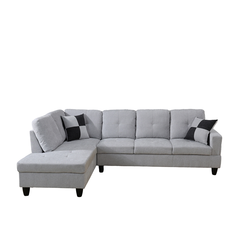 Star Home Living Corp Tracy Flannelette Fabric Left Facing Sectional in Gray