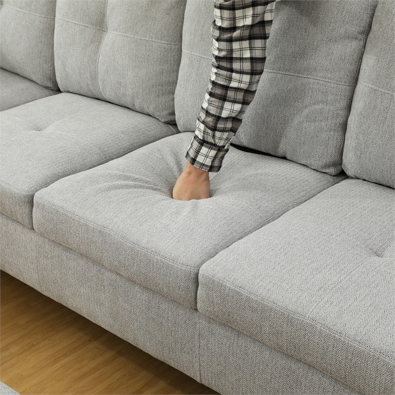 Star Home Living Corp Tracy Flannelette Fabric Left Facing Sectional in Gray