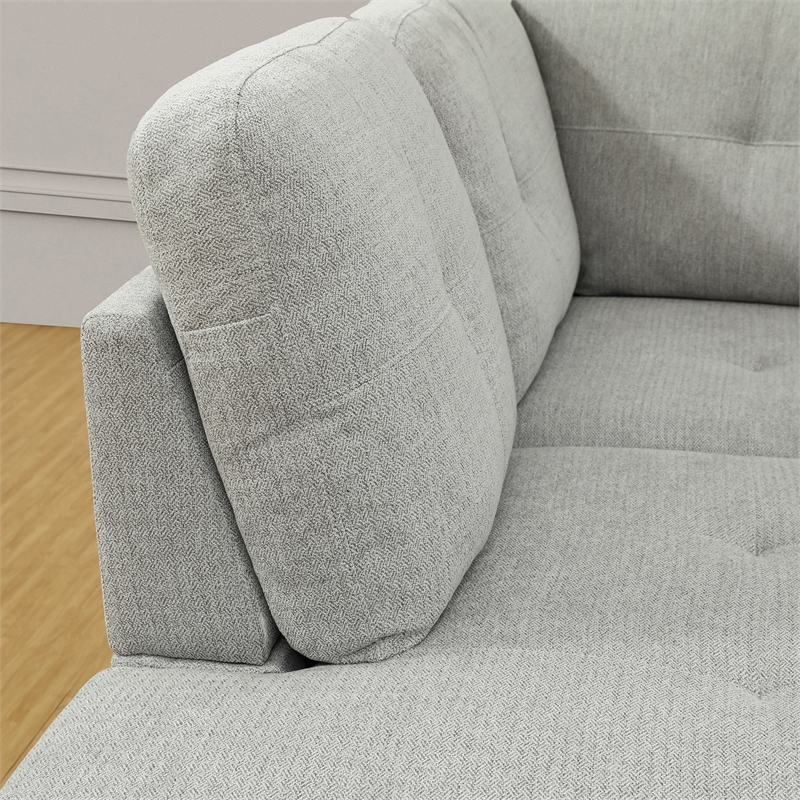 Star Home Living Corp Tracy Flannelette Fabric Left Facing Sectional in Gray