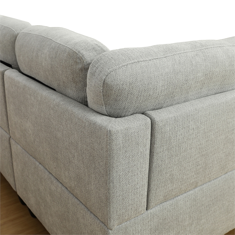 Star Home Living Corp Tracy Flannelette Fabric Left Facing Sectional in Gray