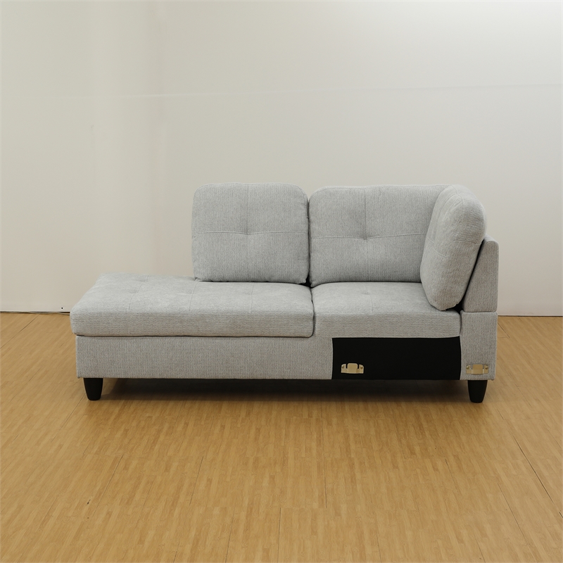 Star Home Living Corp Tracy Flannelette Fabric Left Facing Sectional in Gray