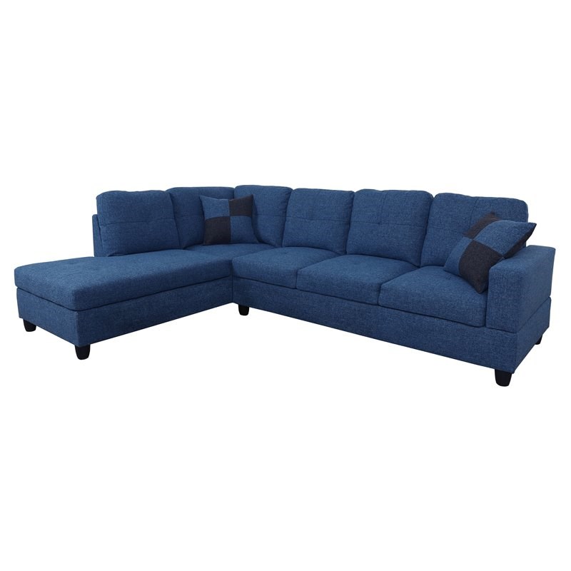 Star Home Living Corp Tracy Fabric Left Facing Sectional in Deep Ocean Blue