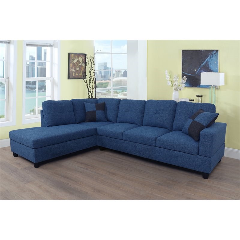 Star Home Living Corp Tracy Fabric Left Facing Sectional in Deep Ocean Blue