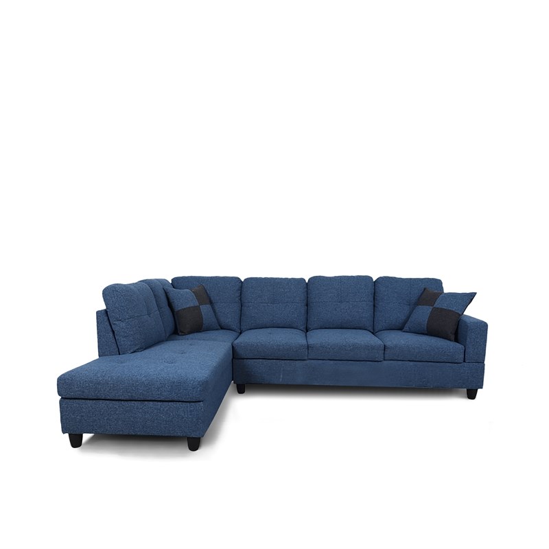Star Home Living Corp Tracy Fabric Left Facing Sectional in Deep Ocean Blue