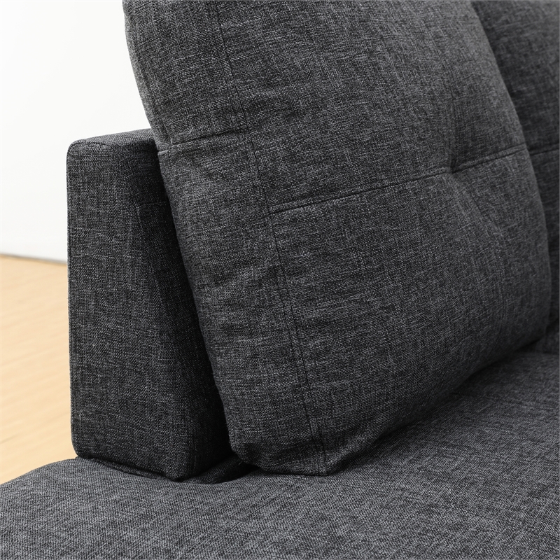 Star Home Living Corp Tracy Linen Fabric Left Facing Sectional in Black/Gray