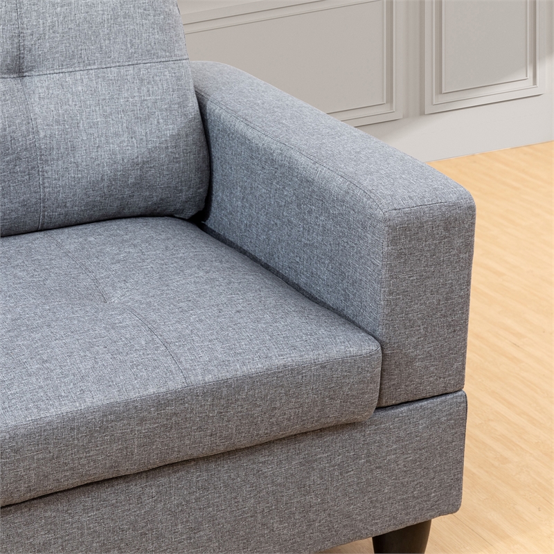 Star Home Living Corp Tracy Linen Fabric Left Facing Sectional in Gray