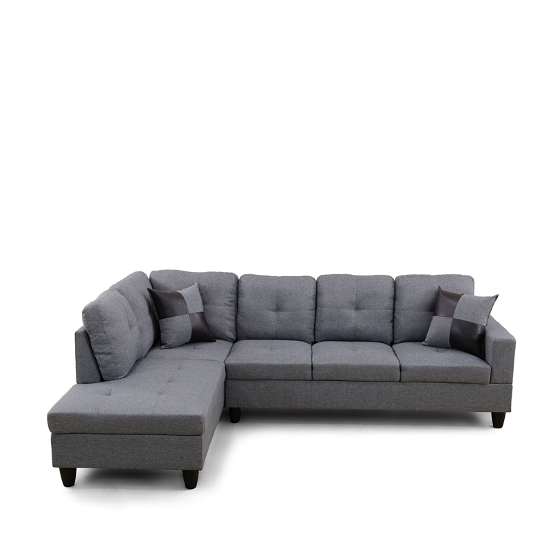 Star Home Living Corp Tracy Linen Fabric Left Facing Sectional in Gray