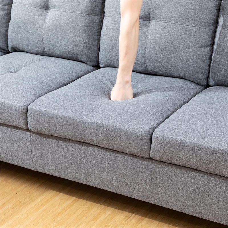 Star Home Living Corp Tracy Linen Fabric Left Facing Sectional in Gray