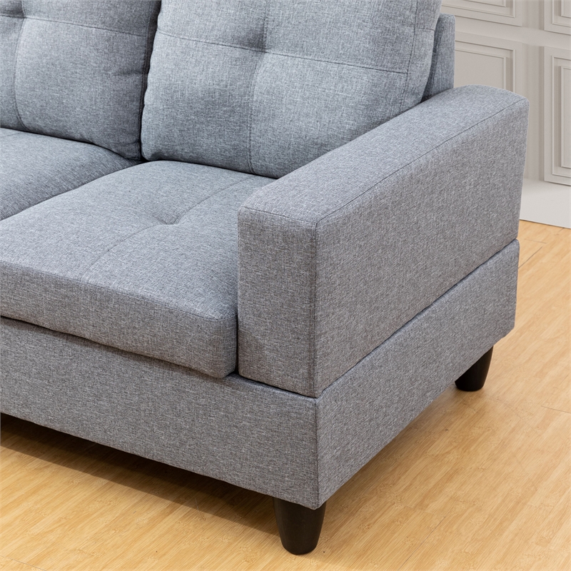 Star Home Living Corp Tracy Linen Fabric Left Facing Sectional in Gray