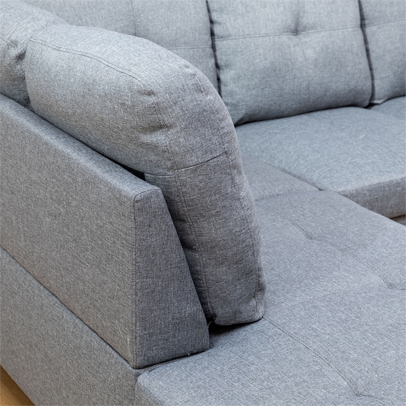 Star Home Living Corp Tracy Linen Fabric Left Facing Sectional in Gray