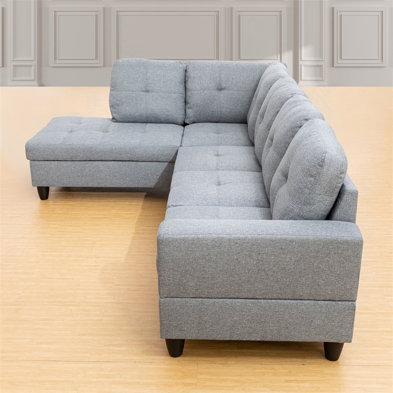 Star Home Living Corp Tracy Linen Fabric Left Facing Sectional in Gray