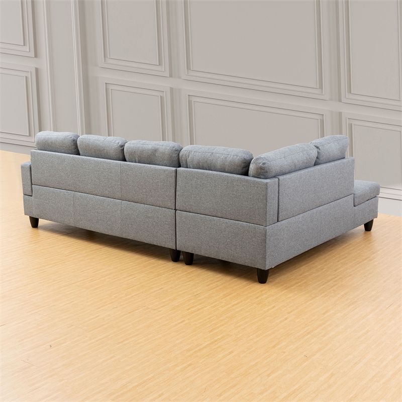 Star Home Living Corp Tracy Linen Fabric Left Facing Sectional in Gray