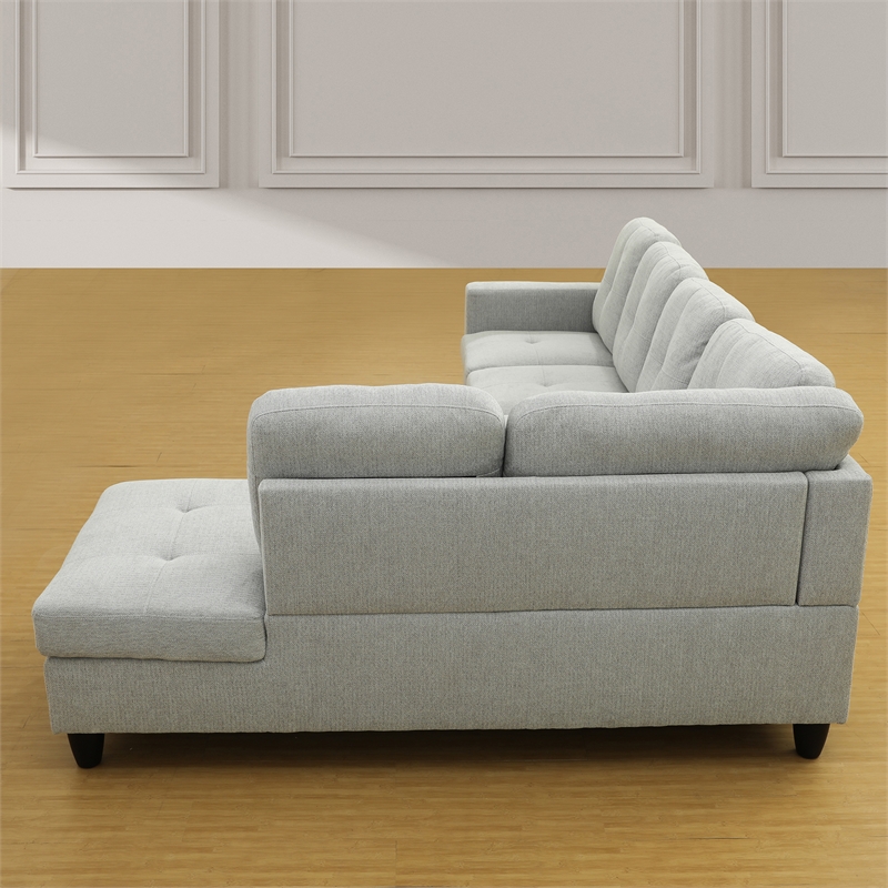 Star Home Living Corp Simon Flannelette Fabric Right Facing Sectional in Gray