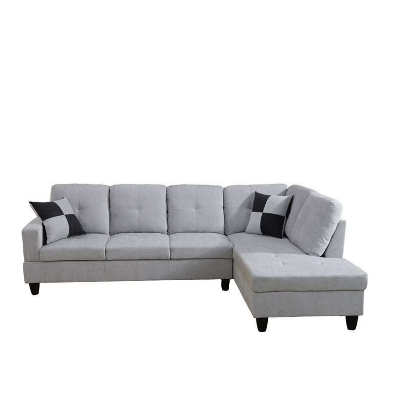Star Home Living Corp Simon Flannelette Fabric Right Facing Sectional in Gray