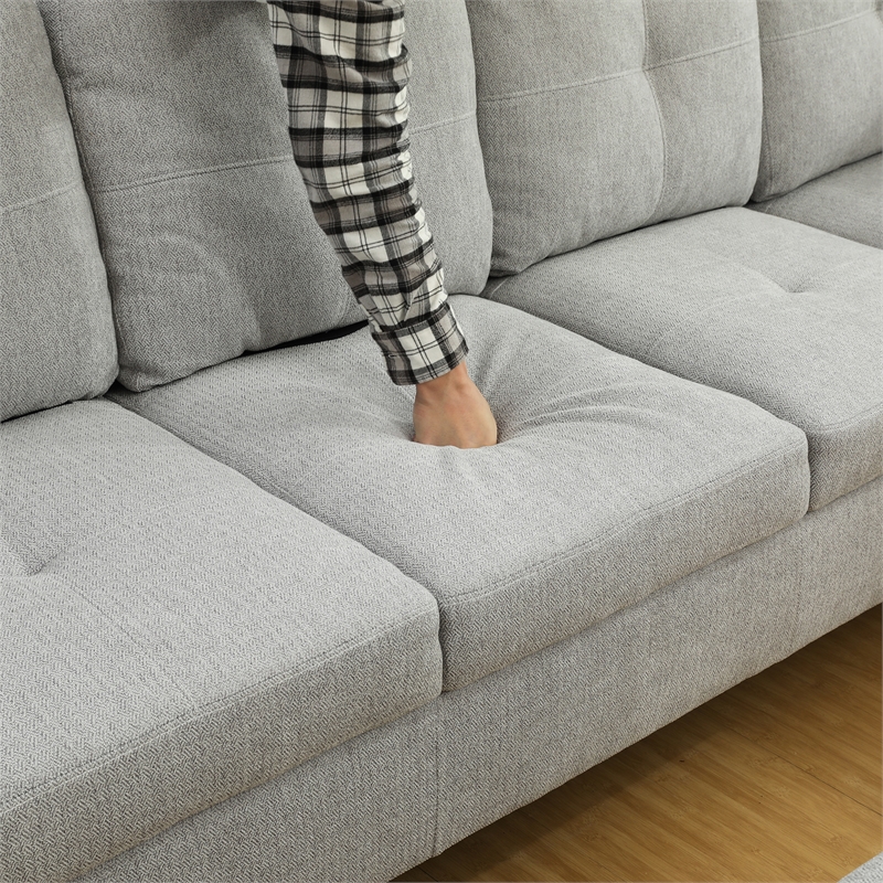 Star Home Living Corp Simon Flannelette Fabric Right Facing Sectional in Gray