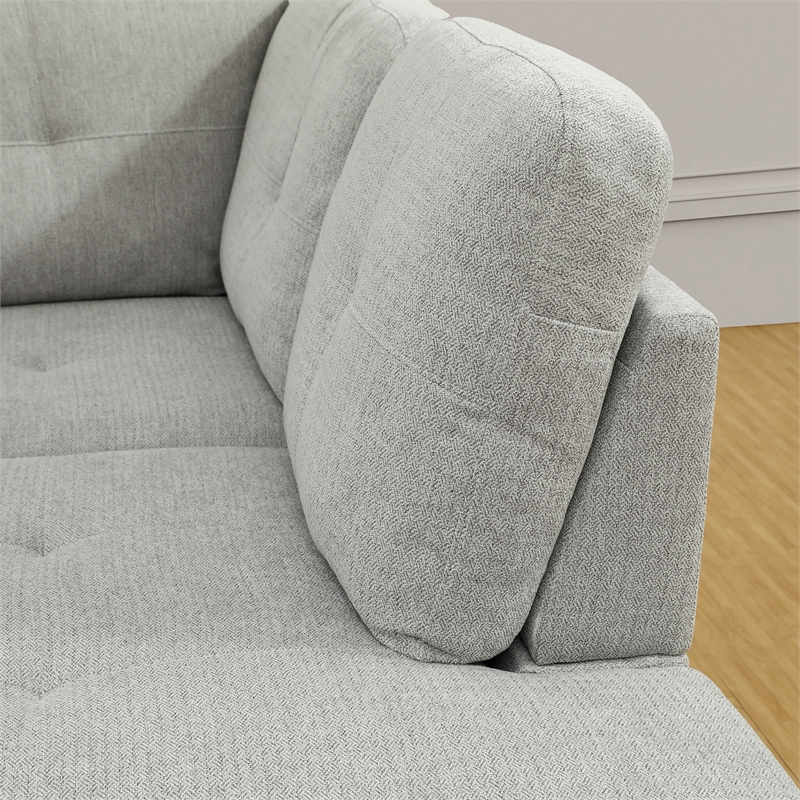 Star Home Living Corp Simon Flannelette Fabric Right Facing Sectional in Gray