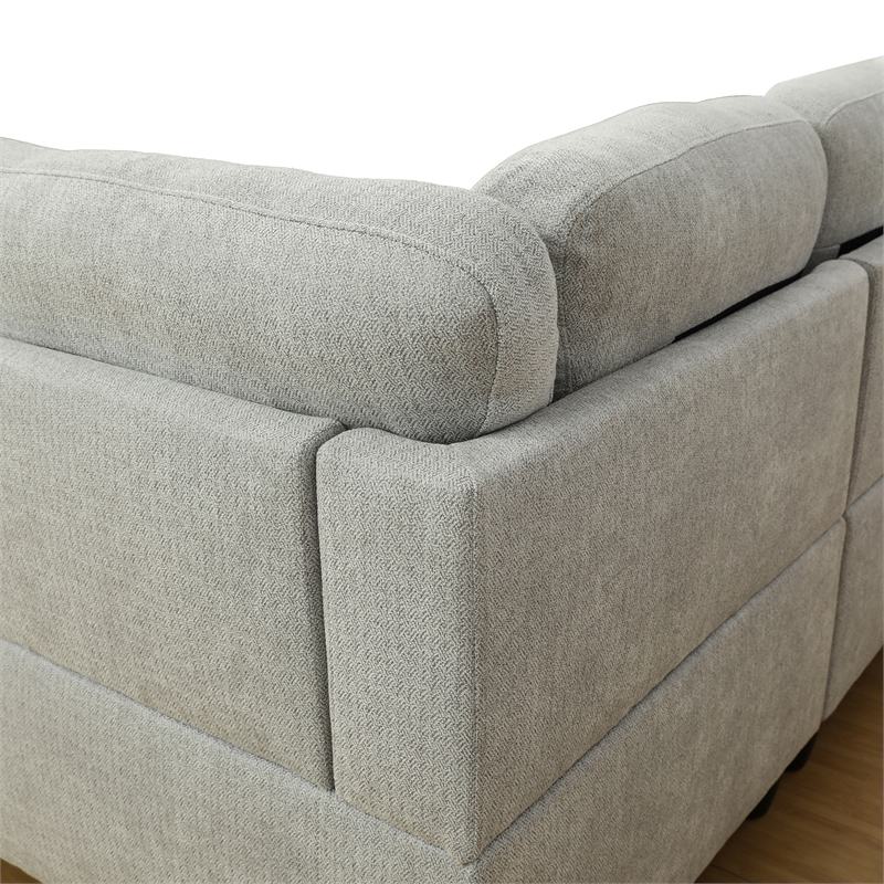 Star Home Living Corp Simon Flannelette Fabric Right Facing Sectional in Gray