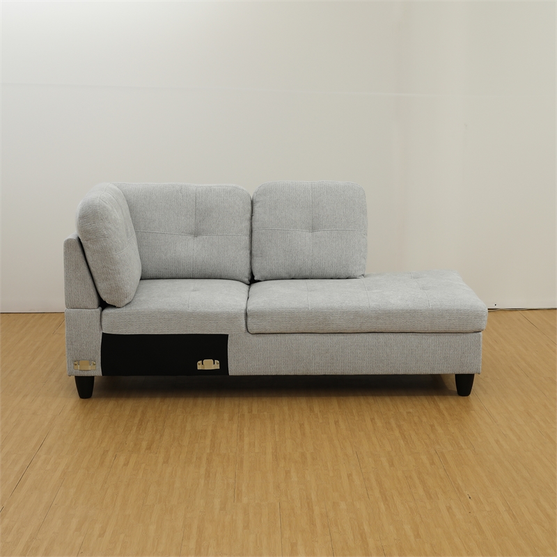 Star Home Living Corp Simon Flannelette Fabric Right Facing Sectional in Gray