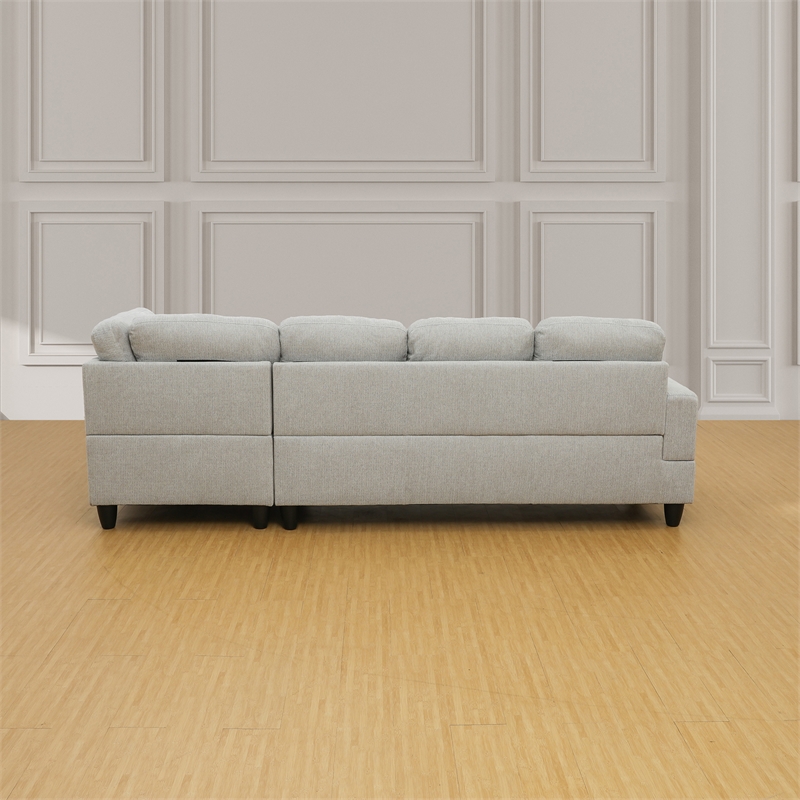 Star Home Living Corp Simon Flannelette Fabric Right Facing Sectional in Gray