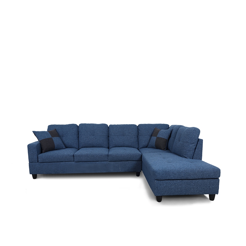 Star Home Living Corp Simon Fabric Right Facing Sectional in Deep Ocean Blue
