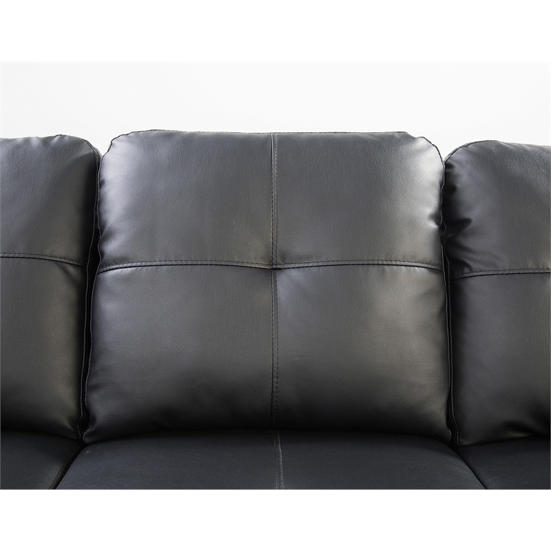 Star Home Living Corp Yolanda Faux Leather Sectional Sofa in Black