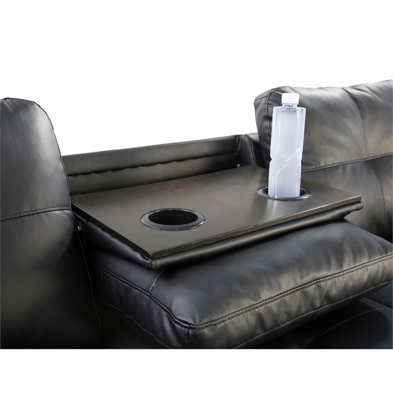 Star Home Living Corp Yolanda Faux Leather Sectional Sofa in Black