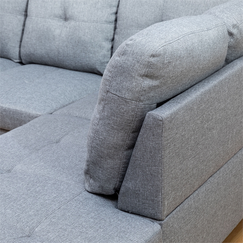 Star Home Living Corp Simon Linen Fabric Right Facing Sectional in Gray