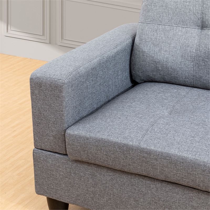 Star Home Living Corp Simon Linen Fabric Right Facing Sectional in Gray