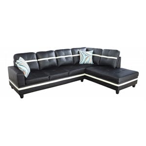 Star Home Living Corp Harry Faux Leather Right Sectional Sofa in Black/White