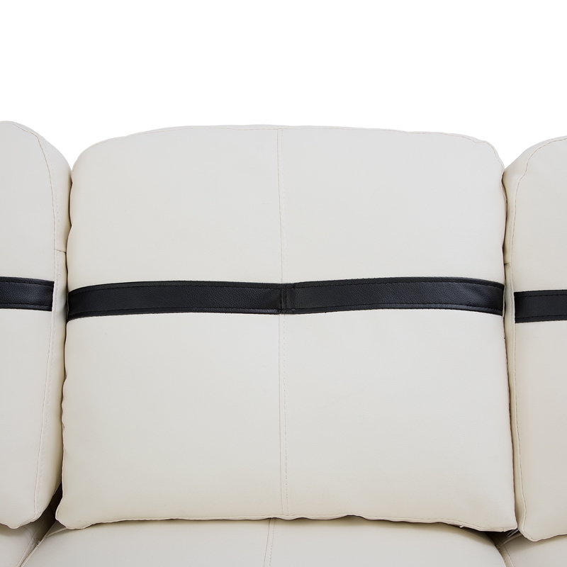 Star Home Living Corp Ben Faux Leather Left Sectional Sofa in White and Black