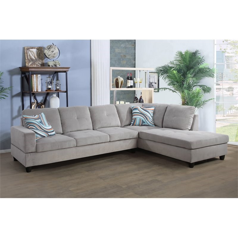 Star Home Living Corp Harry Fabric Right Sectional Sofa in Elephant Gray