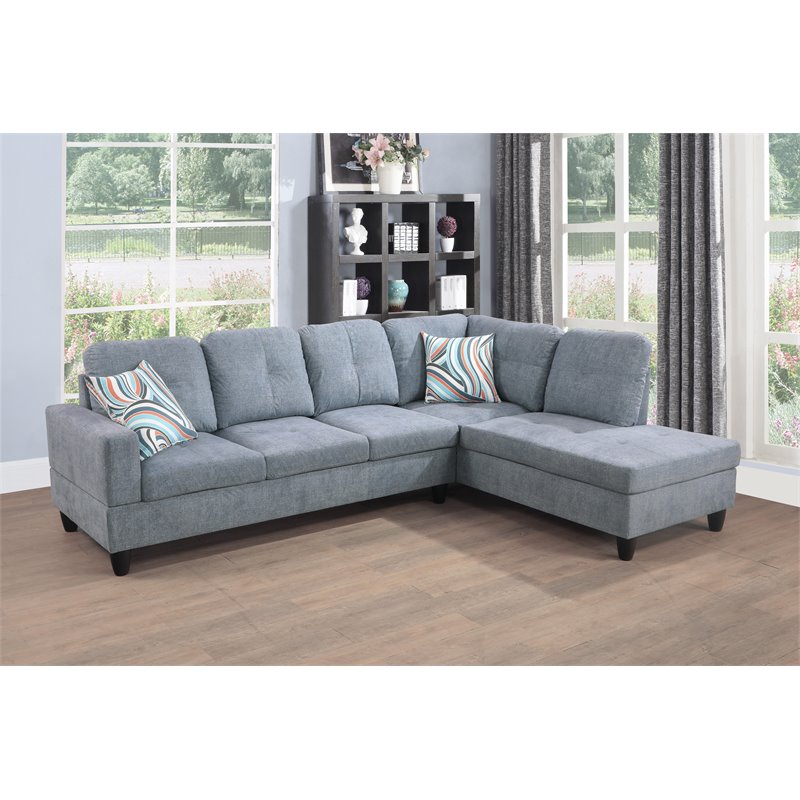 Star Home Living Corp Harry Lint Fabric Right Sectional Sofa in Flint Gray