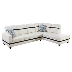 Star Home Living Corp Harry Faux Leather Right Sectional Sofa in White and Black